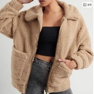 Garage Cozy Oversized Tan Teddy Jacket